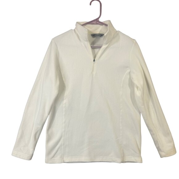 Lands' End Women’s Small Lightweight Fleece 1/4 Zip Pullover Ivory EUC - Picture 1 of 11